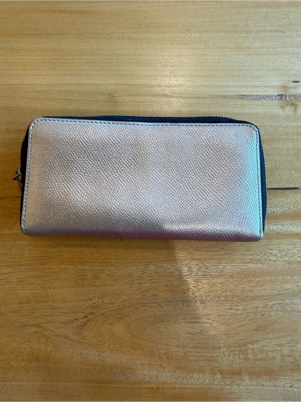 Coach Metallic Rose Zip-Around Wallet with Card Slot